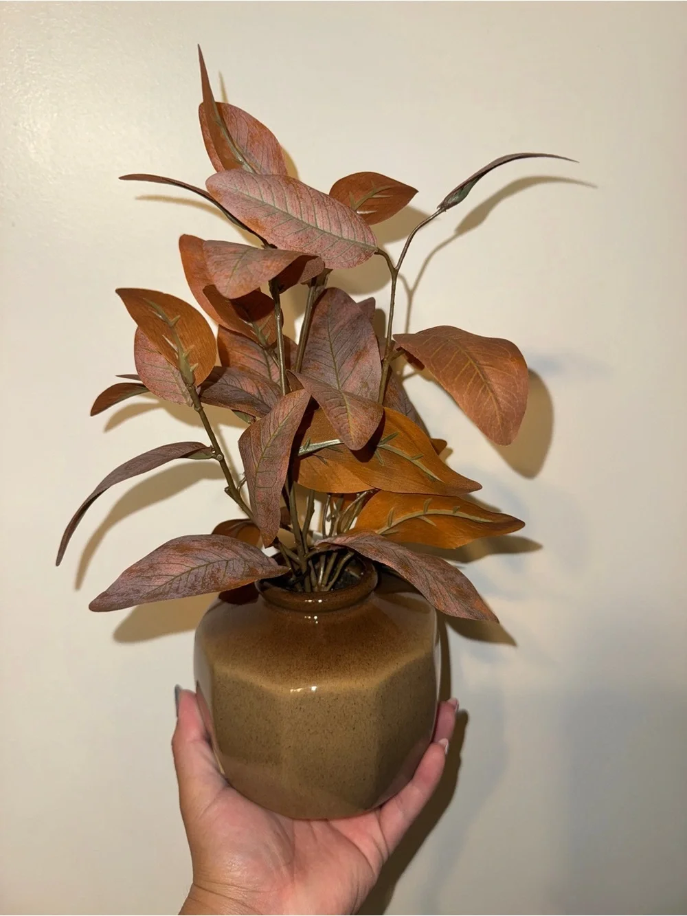 Hearth & Hand Magnolia Artificial Eucalyptus Arrangement Brown Vase  11”